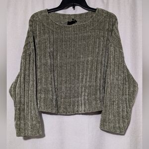 Urban Outfitters Out From Under Olive Green Chenille Wide Neck Knit Sweater XS